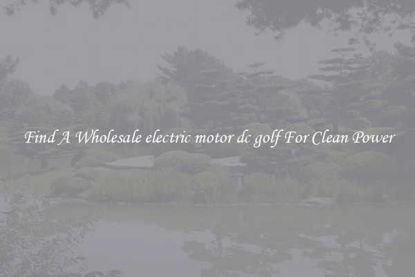 Find A Wholesale electric motor dc golf For Clean Power